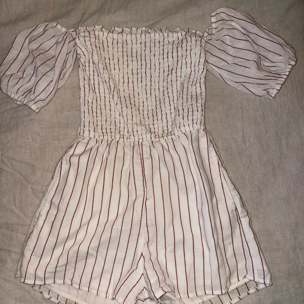 Striped Off-Shoulder Romper
